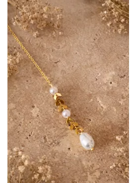 Collier de Dos Mariée ESPIGA en Perles Dorées – Bijou Élégant pour Robe Dos Nu