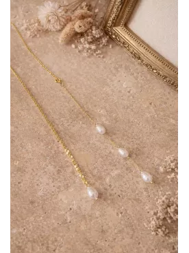 Collier de Dos Mariée GOTAS DE LUZ en Perles Nacrées – Bijou Élégant pour Robe Dos Nu