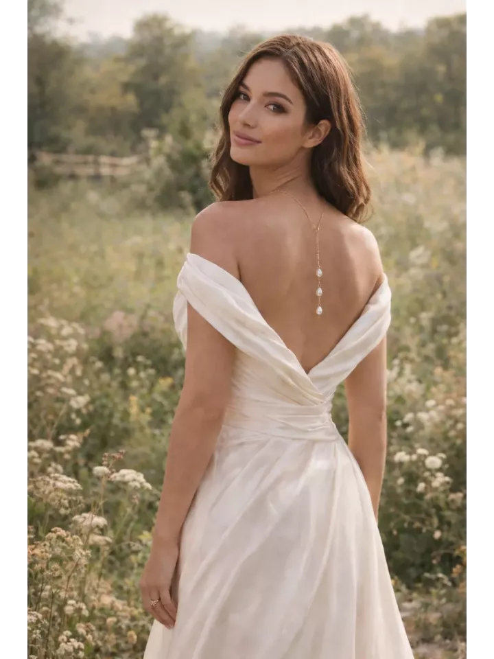 Collier de Dos Mariée GOTAS DE LUZ en Perles Nacrées – Bijou Élégant pour Robe Dos Nu