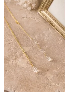 Collier de Dos Mariée Gotas de Cristal Nupcial en Cristal Transparent – Bijou Élégant pour Mariage et Robe Dos Nu