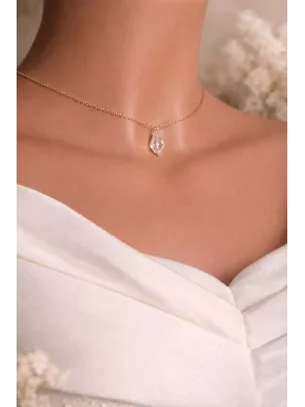 Collier de Dos Mariée Gotas de Cristal Nupcial en Cristal Transparent – Bijou Élégant pour Mariage et Robe Dos Nu