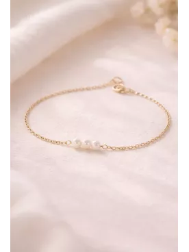 Bracelet Mariée “Promesse” – Perles Fines Dorées