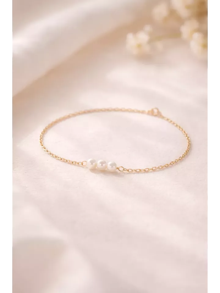 Bracelet Mariée “Promesse” – Perles Fines Dorées