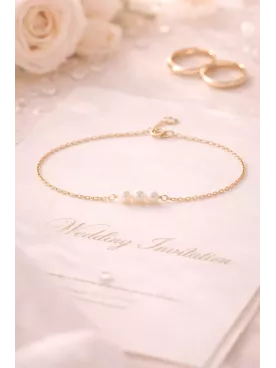 Bracelet Mariée “Promesse” – Perles Fines Dorées