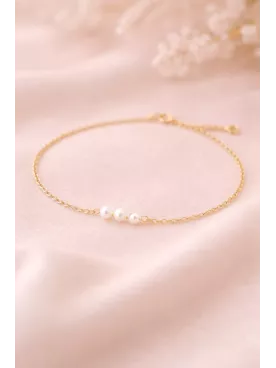 Bracelet Mariée “Promesse” – Perles Fines Dorées