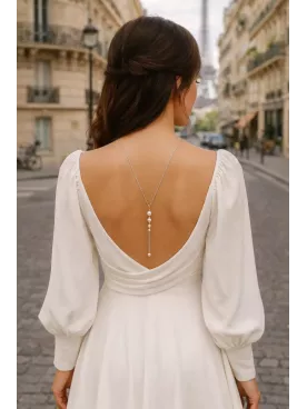 Tonlé Sap – Collier de dos mariage doré et perles nacrées, bijou délicat pour robe dos nu