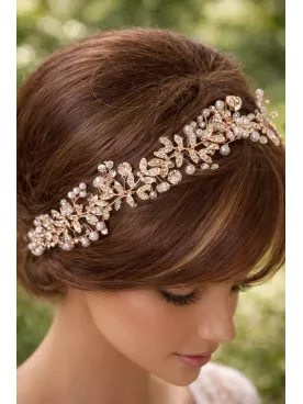 Rosée Parisienne – Headband Mariée Rose Gold Perles & Cristaux | Bijou de Cheveux Mariage Bohème Chic