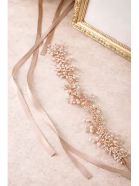 Rosée Parisienne – Headband Mariée Rose Gold Perles & Cristaux | Bijou de Cheveux Mariage Bohème Chic