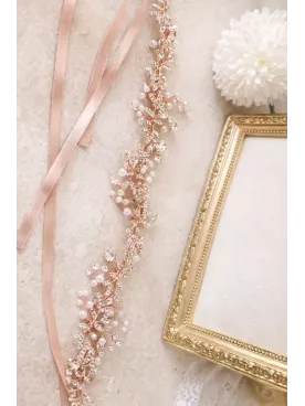 Rosée Parisienne – Headband Mariée Rose Gold Perles & Cristaux | Bijou de Cheveux Mariage Bohème Chic