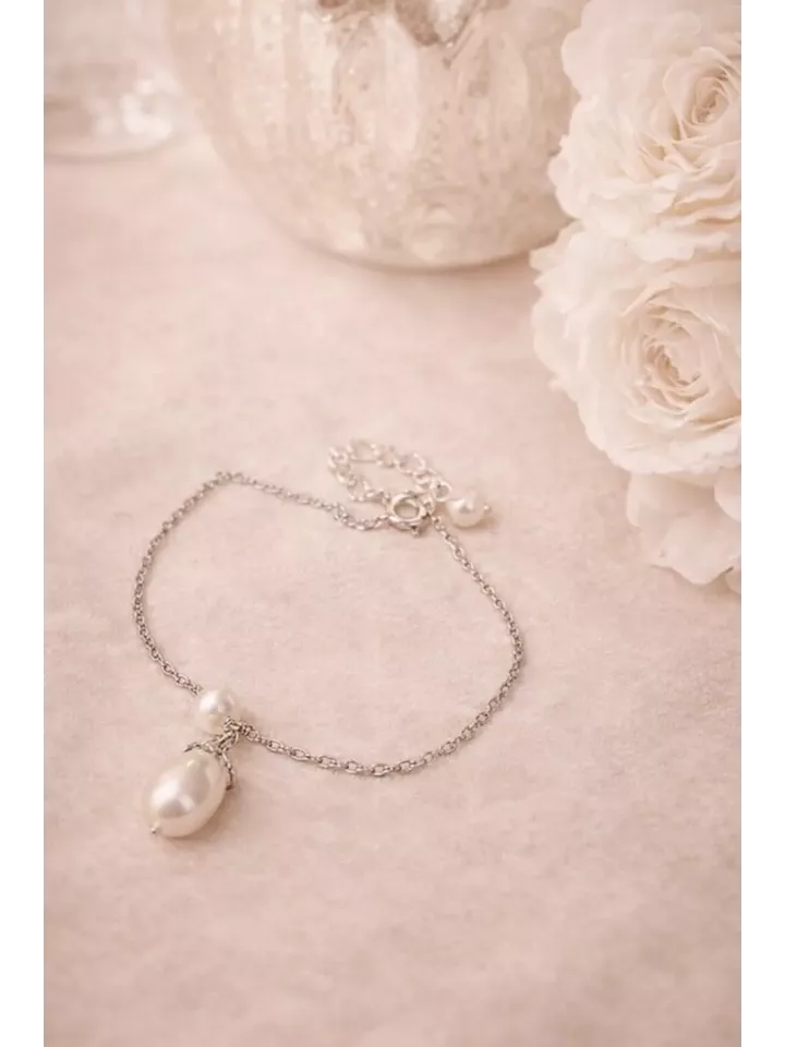 Bracelet de Mariée Balaton – Perle Goutte Nacrée Élégante