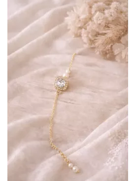Bracelet de Mariée Doré avec Cristal et Perles Nacrées Élégantes – Golden Square