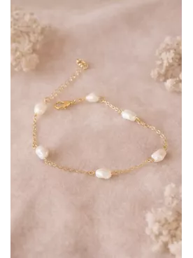Bracelet perles d’eau douce véritables – Énora | Mariage doré