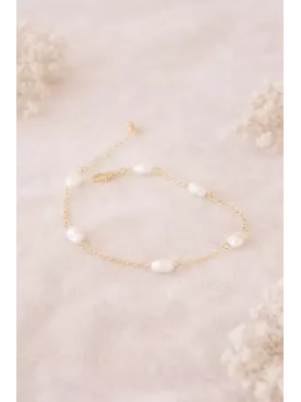 Bracelet perles d’eau douce véritables – Énora | Mariage doré