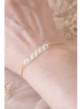 Bracelet mariage cristal facetté doré – Olivia
