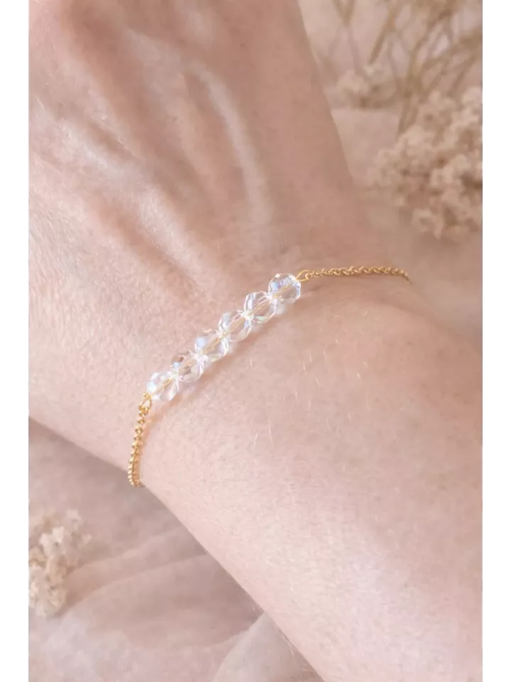 Bracelet mariage cristal facetté doré – Olivia