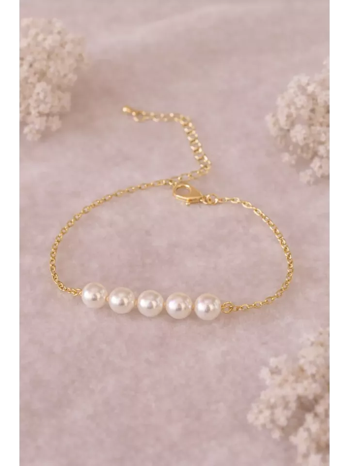 Bracelet Perles Blanc Nacré pour Mariage – Bijou Fin et Délicat pour Mariée- Mira