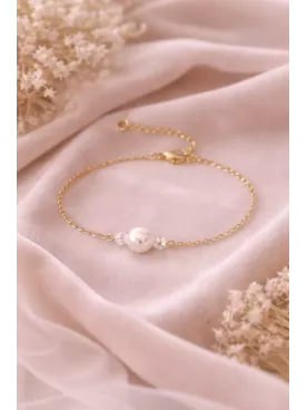 Bracelet Mariée Perle Nacrée Swarovski – Élégance Minimaliste-Anéa