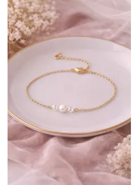 Bracelet Mariée Perle Nacrée Swarovski Minimaliste-Essentiel