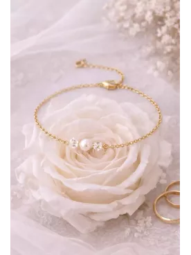 Bracelet Mariée Perle Nacrée Swarovski Minimaliste-Essentiel