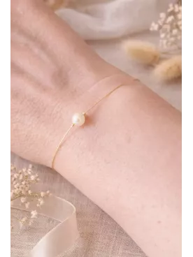 Bracelet mariée perle nacrée doré fin – Orinoco | Lueur de Perles