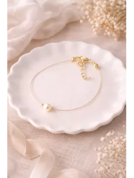 Bracelet mariée perle nacrée doré fin – Orinoco | Lueur de Perles