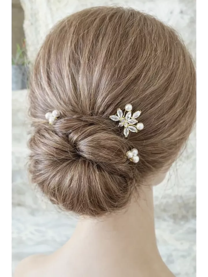 St Valentin – Pic à cheveux de mariée doré avec perles & cristaux