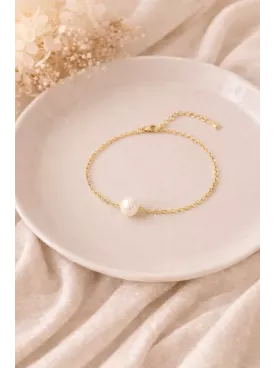 Bracelet Mariée Perle Nacrée -PURE – Chaîne Fine Dorée Ajustable  | Lueur de Perles