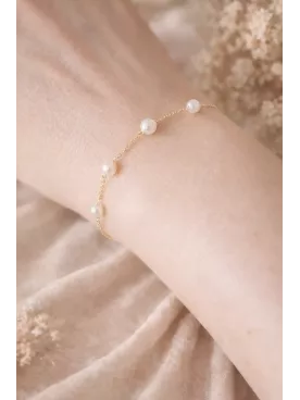 Bracelet Mariée Perles Nacrées Doré Ajustable Anaïs | Lueur de Perles
