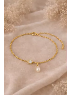 Iguazú - Bracelet mariéée Cabochon Cristal & Goutte Nacrée, Mariage Romantique