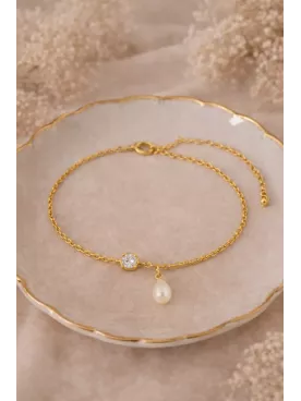 Iguazú - Bracelet mariéée Cabochon Cristal & Goutte Nacrée, Mariage Romantique