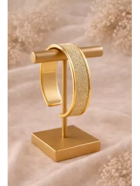 Eurydice – Bracelet mariée doré en laiton 15 mm avec ruban pailleté Gold Glitter | Bijou mariage chic et élégant