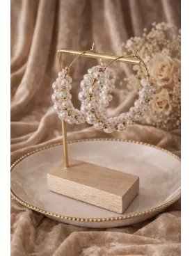 Créoles Luma – Boucles d’oreilles de mariée dorées et perles nacrées