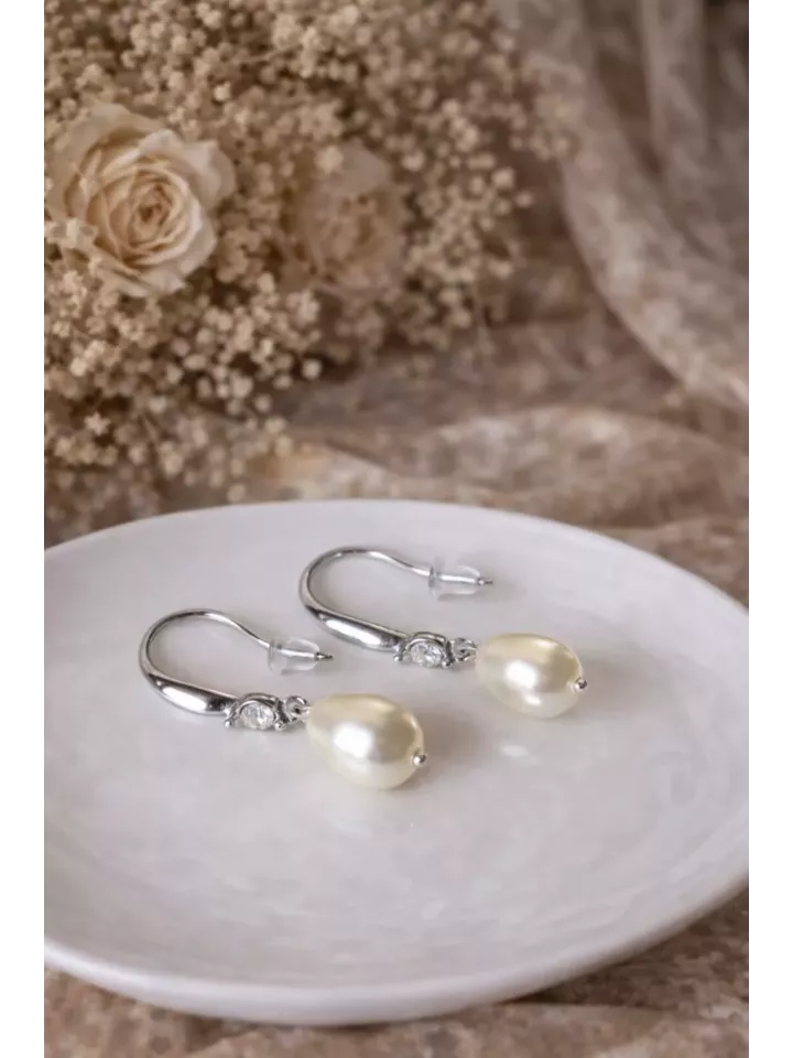 Boucles d’oreilles pendantes pour mariée - Gouttes nacrées
