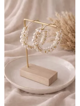 Créoles Luma – Boucles d’oreilles de mariée dorées et perles nacrées