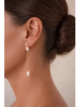 Boucles d’Oreilles Mariage Ginkgo Dorées & Perle – Élégance Bohème Chic