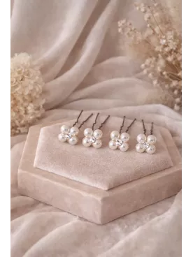 Pics cheveux mariage perles et cristal – Idéal chignon bas romantique – Fleurs de Perles-Lot de 4