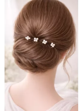 Pics cheveux mariage perles et cristal – Idéal chignon bas romantique – Fleurs de Perles-Lot de 4