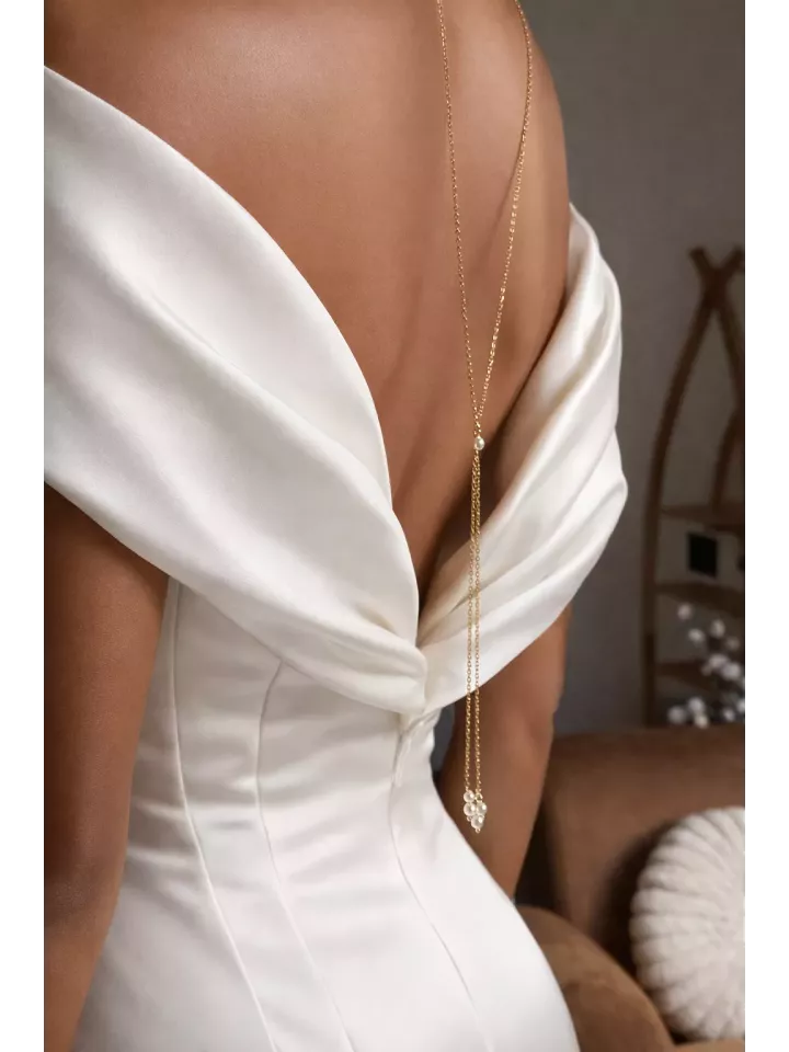 Collier de dos mariage perles – Bijou de mariée élégant et raffiné-Elegancia