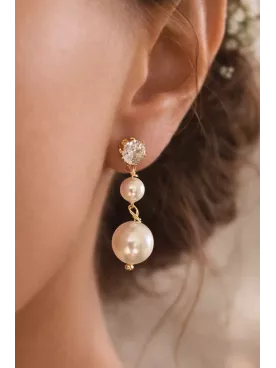 Boucles d’Oreilles Mariage Perles de Swarovski & Zirconium – Élégance Bohème Chic |Susurro