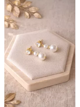 Boucles d’Oreilles Mariage Perles de Swarovski & Zirconium – Élégance Bohème Chic |Susurro