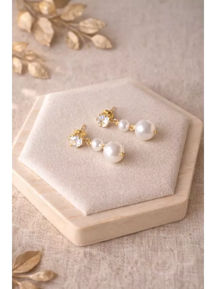 Boucles d’Oreilles Mariage Perles de Swarovski & Zirconium – Élégance Bohème Chic |Susurro