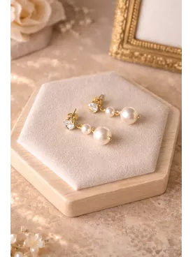 Boucles d’Oreilles Mariage Perles de Swarovski & Zirconium – Élégance Bohème Chic |Susurro