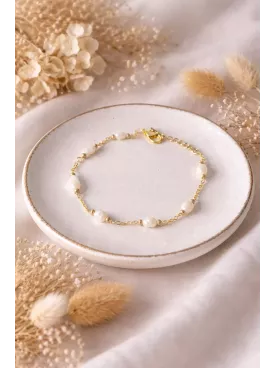 Bracelet perles mariage doré – Bijou délicat en perles naturelles pour mariée élégante I Botaniqua