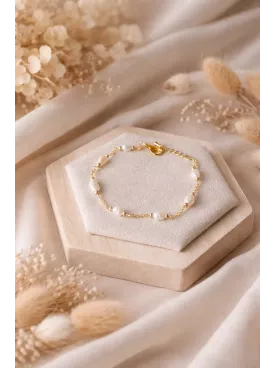 Bracelet perles mariage doré – Bijou délicat en perles naturelles pour mariée élégante I Botaniqua