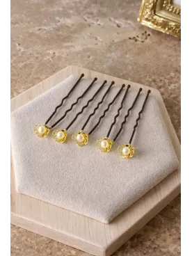 Pics à cheveux perles dorées – Accessoire mariage élégant- Luce dorata