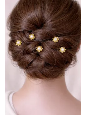 Pics à cheveux perles dorées – Accessoire mariage élégant- Luce dorata