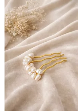 Peigne Mariée Perles d’Eau Douce – Élégance Bohème-Sirena