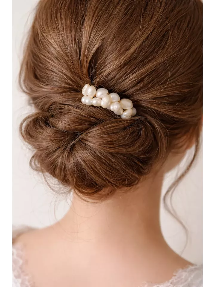 Peigne Mariée Perles d’Eau Douce – Élégance Bohème-Sirena