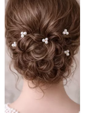 Lot de 5 pics à cheveux perles – Bijou de chignon mariage élégant-Perline