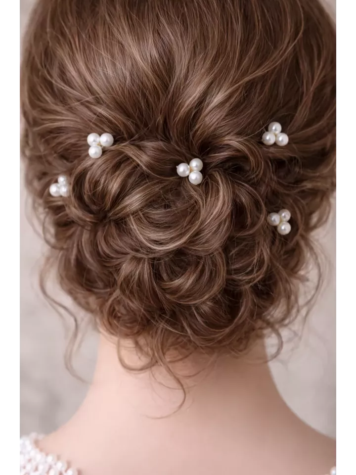 Lot de 5 pics à cheveux perles – Bijou de chignon mariage élégant-Perline